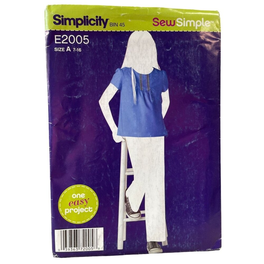 Simplicity Sewing Pattern E2005 Pullover Top Tunic Misses Size‎ 7-16